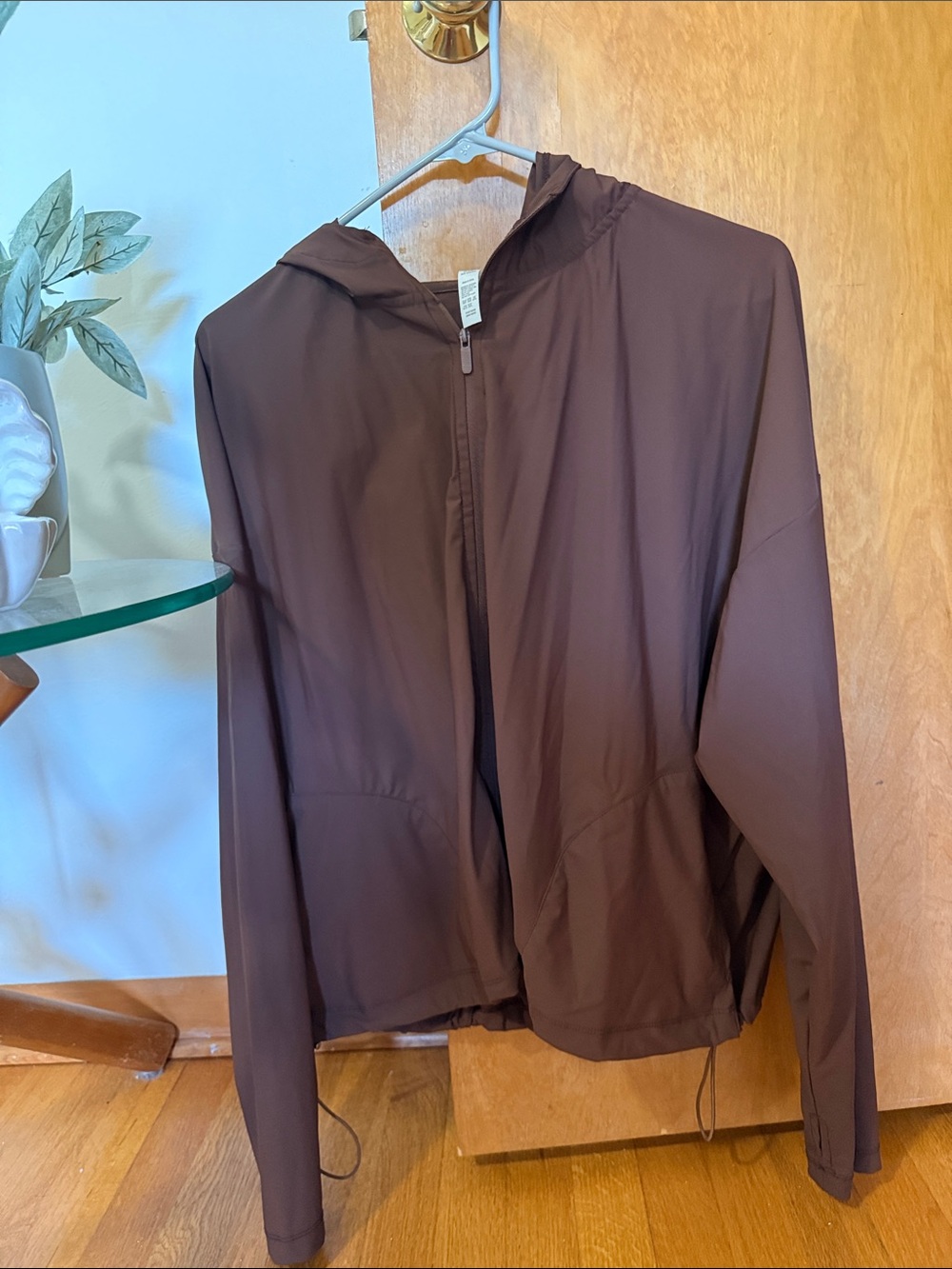 Lightweight Brown Hooded windbreaker